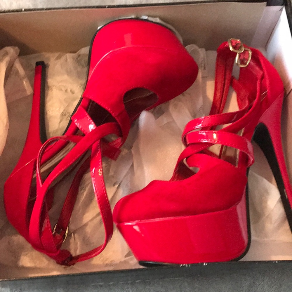 Brand New Red platform heels